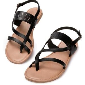 SO Black Strappy Woman’s Slingback  Sandals